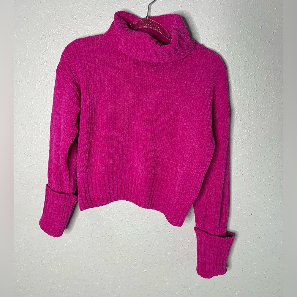 Pink Rose Cozy Knit Slate  turtleneck sweater - Size S